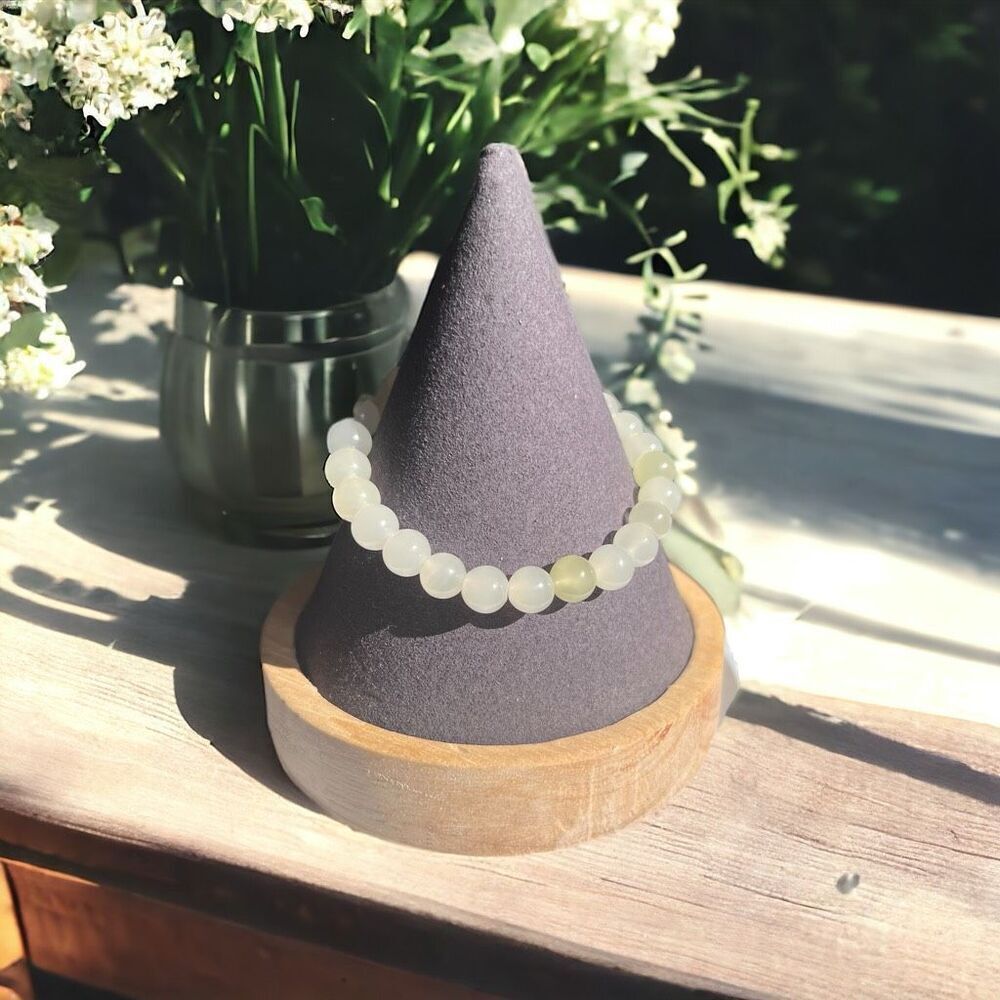 Light Yellow Jade Beaded Stretch Bracelet‎